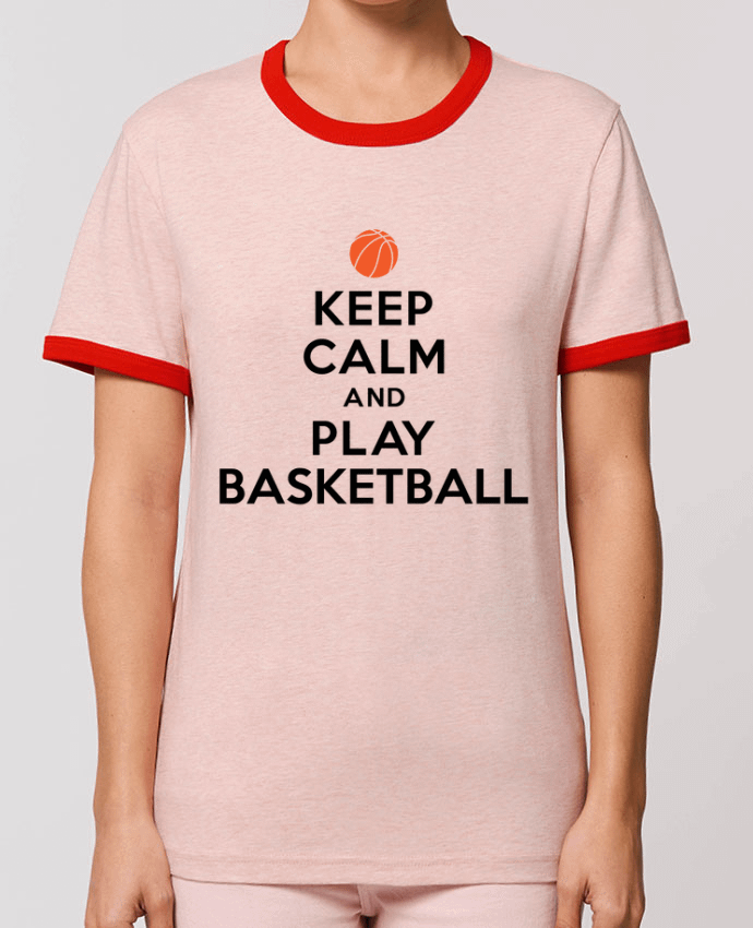T-Shirt Contrasté Unisexe Stanley RINGER Keep Calm And Play Basketball por Freeyourshirt.com