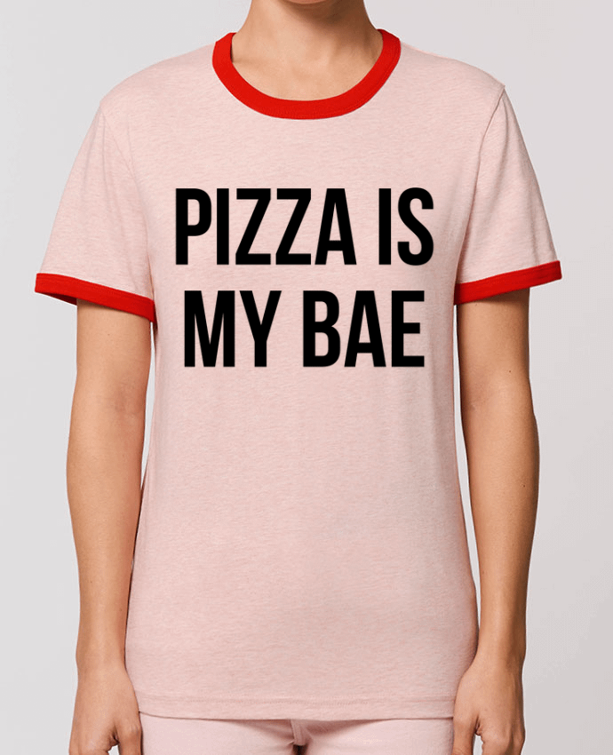 T-Shirt Contrasté Unisexe Stanley RINGER Pizza is my BAE por Bichette