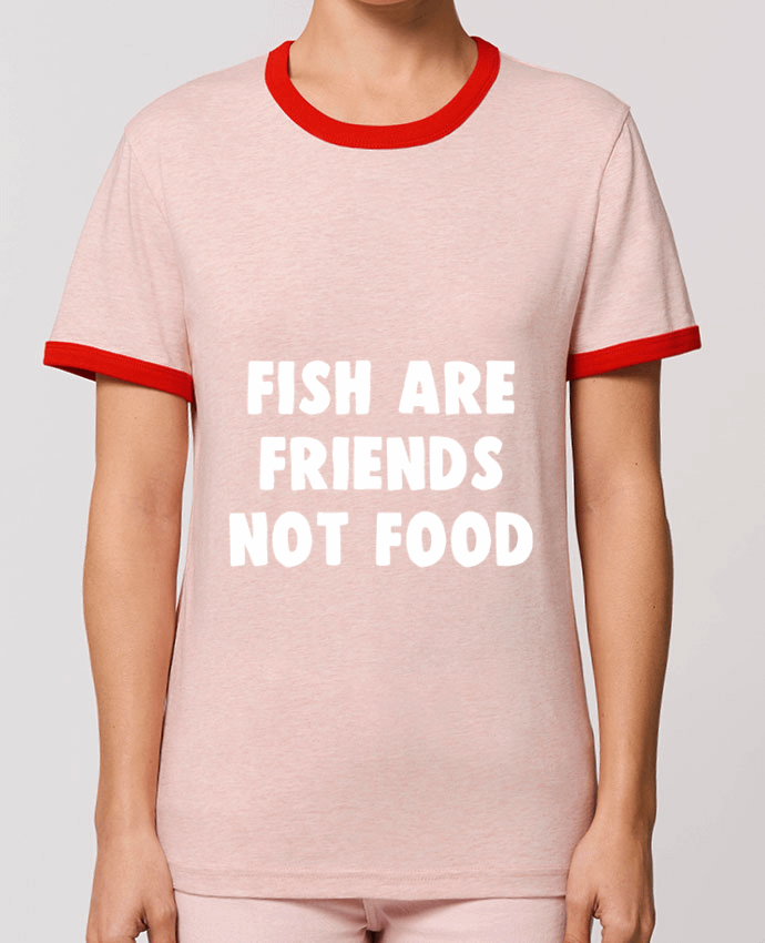 T-Shirt Contrasté Unisexe Stanley RINGER Fish are firends not food por Bichette