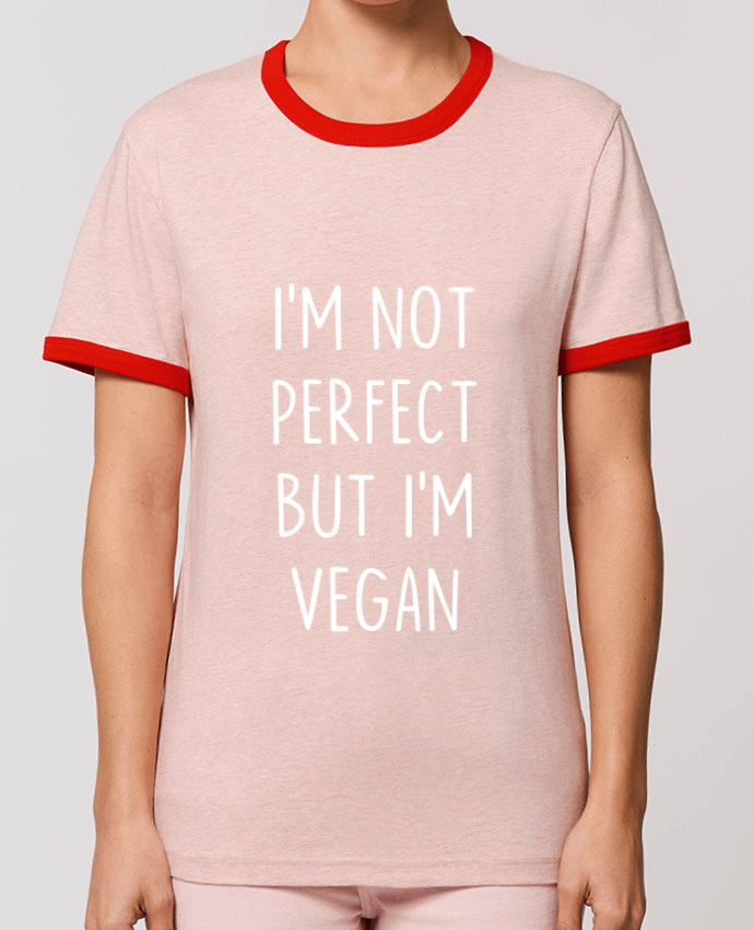 T-Shirt Contrasté Unisexe Stanley RINGER I'm not perfect but I'm vegan by Bichette