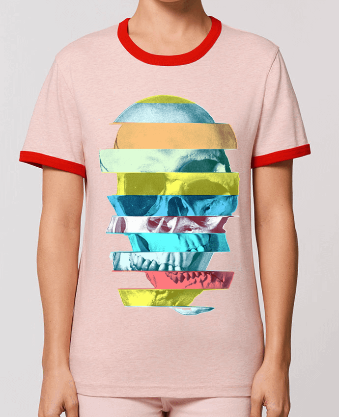 T-Shirt Contrasté Unisexe Stanley RINGER Glitch Skull por ali_gulec