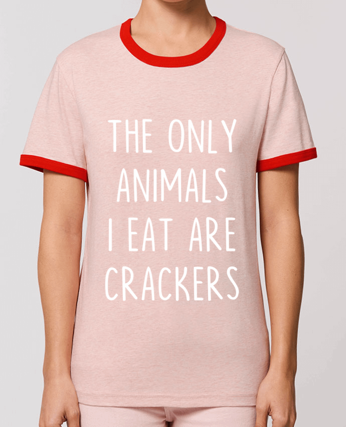 T-Shirt Contrasté Unisexe Stanley RINGER The only animals I eat are crackers por Bichette