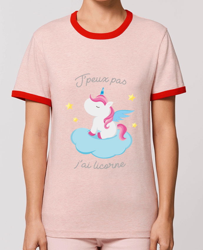 T-Shirt Contrasté Unisexe Stanley RINGER Je peux pas j'ai licorne by FRENCHUP-MAYO