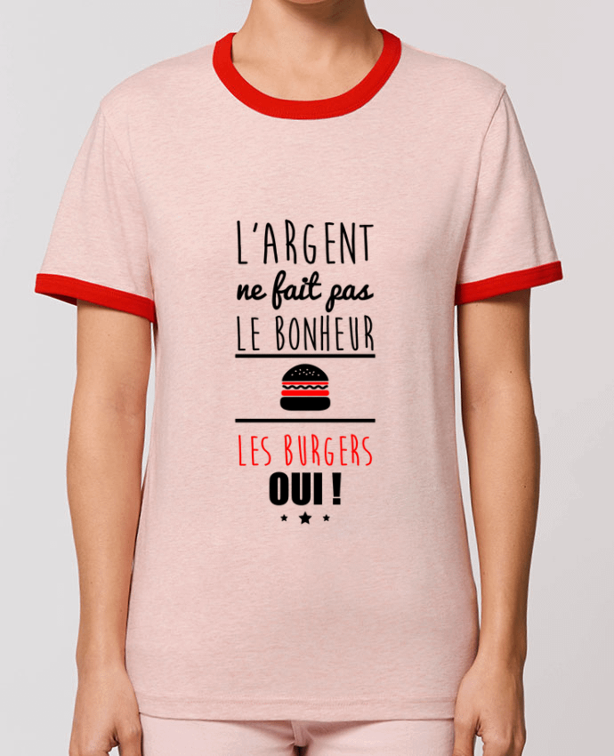 T-Shirt Contrasté Unisexe Stanley RINGER L'argent ne fait pas le bonheur les burgers oui ! por Benichan