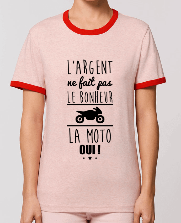 T-Shirt Contrasté Unisexe Stanley RINGER L'argent ne fait pas le bonheur la moto oui ! por Benichan