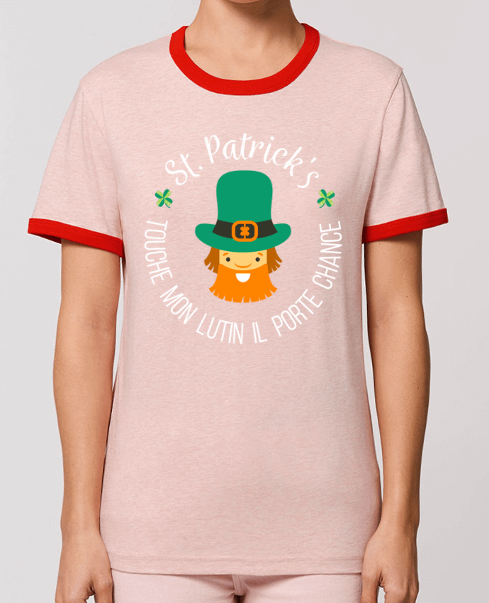 T-Shirt Contrasté Unisexe Stanley RINGER Saint Patrick, Touche mon lutin il porte chance por tunetoo