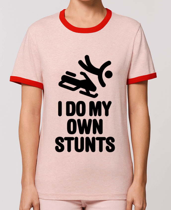 T-Shirt Contrasté Unisexe Stanley RINGER I DO MY OWN STUNTS SNOW Black by LaundryFactory