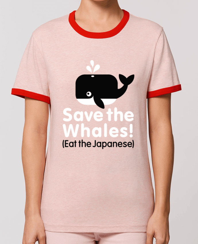 T-Shirt Contrasté Unisexe Stanley RINGER SAVE THE WHALES EAT THE JAPANESE por LaundryFactory