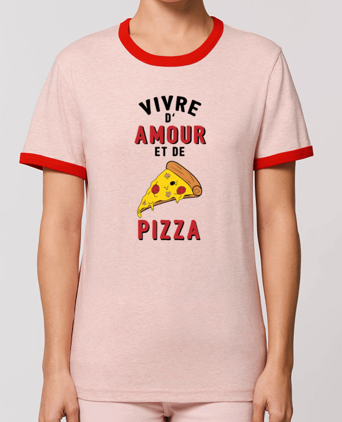T-Shirt Contrasté Unisexe Stanley RINGER Vivre d'amour et de pizza por tunetoo
