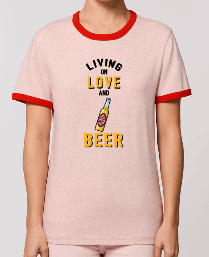 T-Shirt Contrasté Unisexe Stanley RINGER Living on love and beer por tunetoo