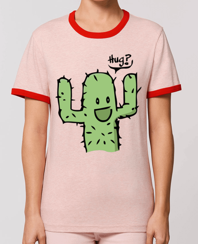 T-Shirt Contrasté Unisexe Stanley RINGER cactus calin gratuit por Tête Au Carré