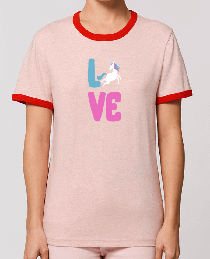 T-Shirt Contrasté Unisexe Stanley RINGER Unicorn love por Original t-shirt