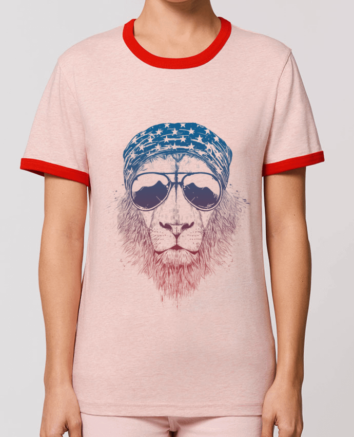T-Shirt Contrasté Unisexe Stanley RINGER Wild lion por Balàzs Solti