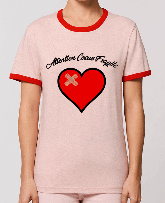 T-Shirt Contrasté Unisexe Stanley RINGER Coeur Fragile by funky-dude