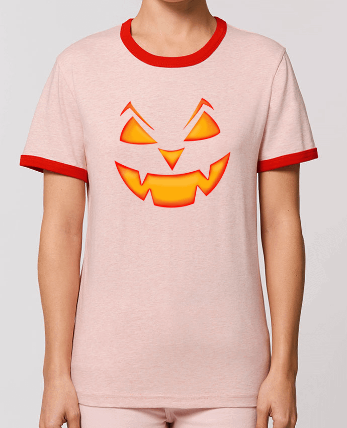 T-Shirt Contrasté Unisexe Stanley RINGER Halloween pumpkin face por tunetoo