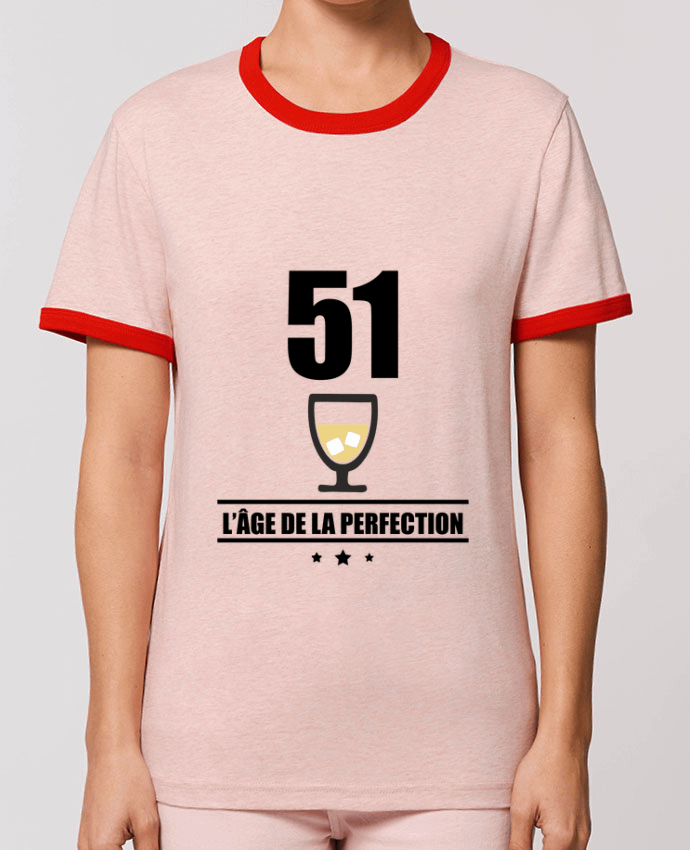 T-Shirt Contrasté Unisexe Stanley RINGER 51 ans, âge de la perfection, pastis, anniversaire por Benichan