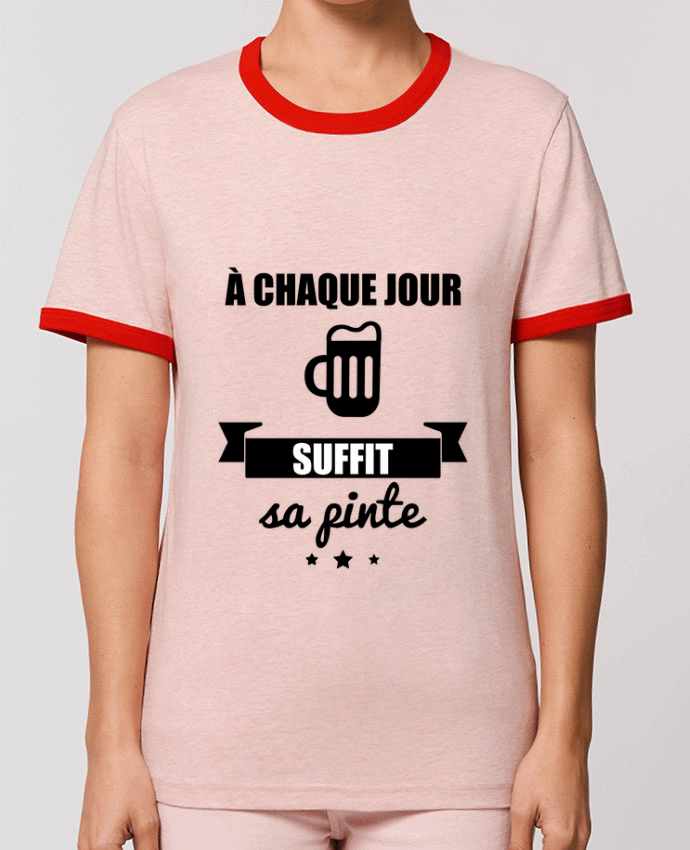 T-Shirt Contrasté Unisexe Stanley RINGER À chaque jour suffit sa pinte, bière, apéro, alcool by Benichan