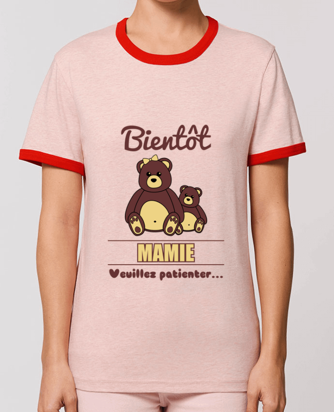 T-Shirt Contrasté Unisexe Stanley RINGER Bientôt Mamie, future grand-mère, ourson, famille, grossesse by Benichan