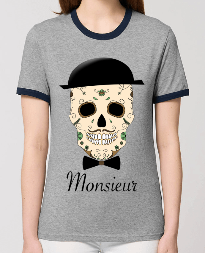 T-Shirt Contrasté Unisexe Stanley RINGER Calavera Monsieur por Mx ARTificiel
