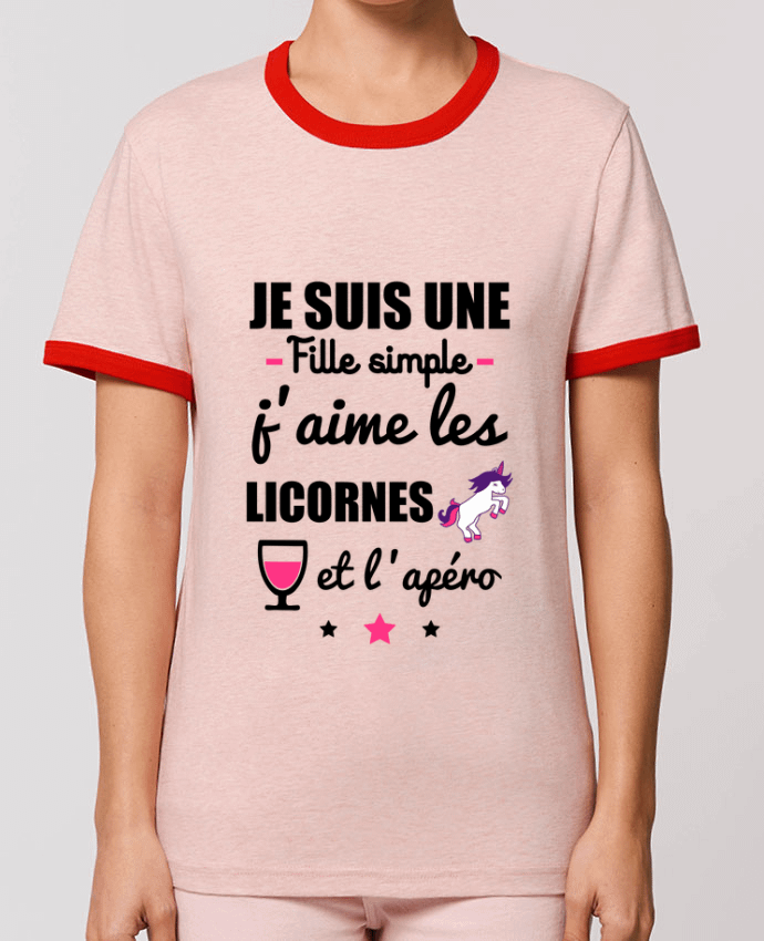 T-Shirt Contrasté Unisexe Stanley RINGER Je suis une fille simple, j'aime les licornes et l'apéro by Benichan