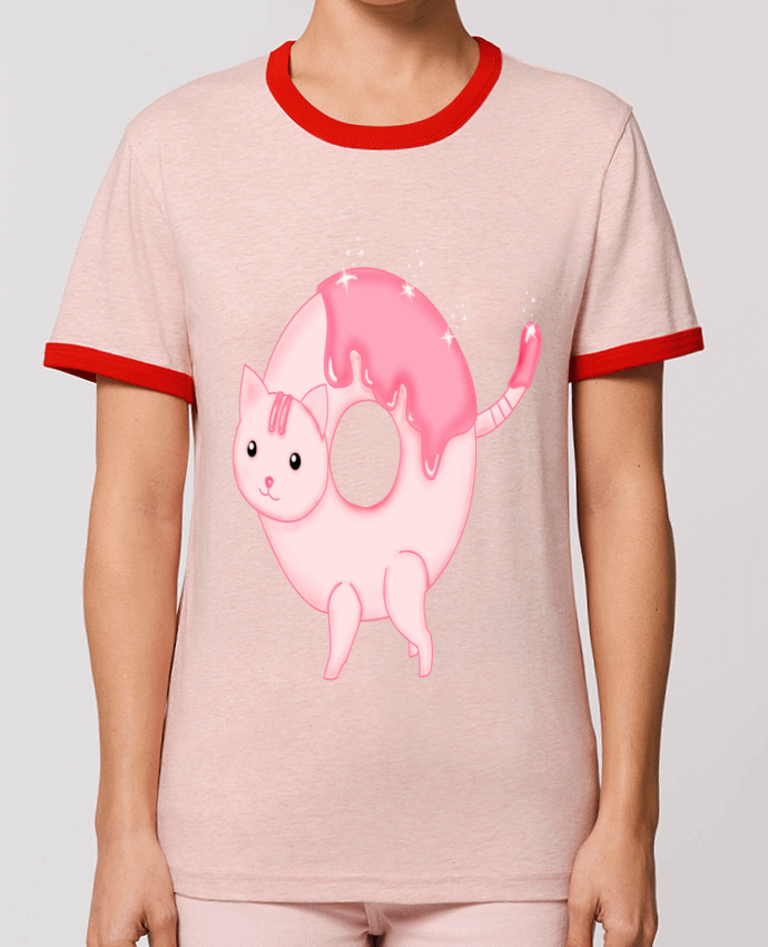 T-Shirt Contrasté Unisexe Stanley RINGER Tasty Donut Cat por Thesoulofthedevil