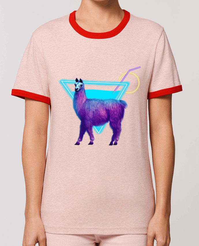 T-Shirt Contrasté Unisexe Stanley RINGER Alpaga synthwave by Morin BLANC