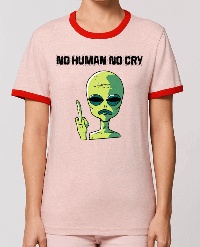 T-Shirt Contrasté Unisexe Stanley RINGER No human no cry by jorrie