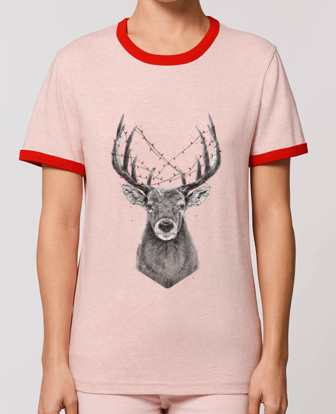 T-Shirt Contrasté Unisexe Stanley RINGER Xmas deer by Balàzs Solti