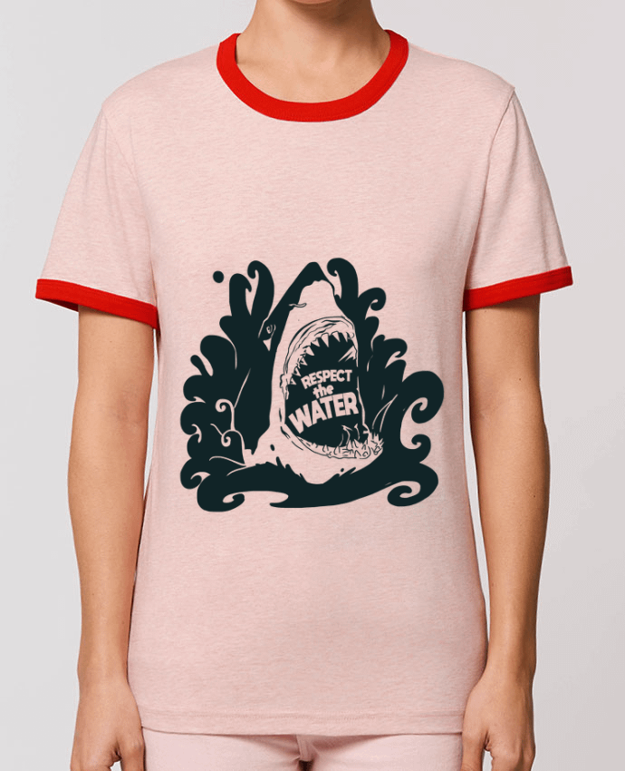 T-Shirt Contrasté Unisexe Stanley RINGER Respect the Water - Shark by Tomi Ax - tomiax.fr