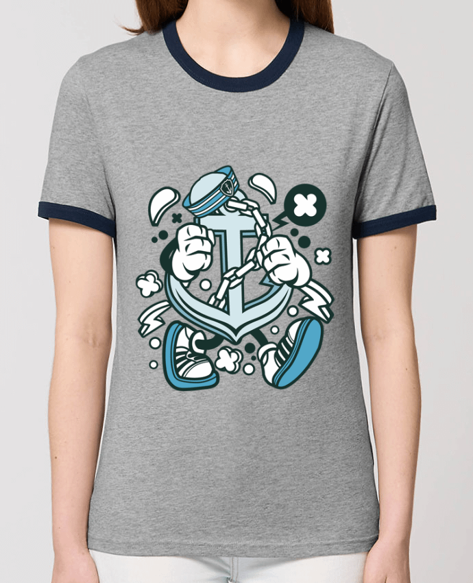 T-Shirt Contrasté Unisexe Stanley RINGER Ancre de bateau Cartoon | By Kap Atelier Cartoon por Kap Atelier