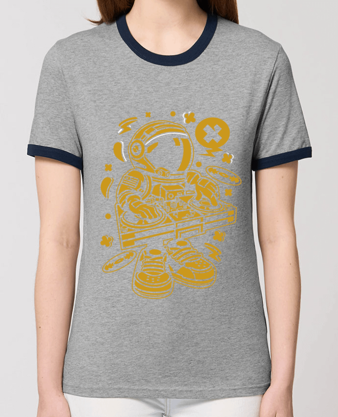 T-Shirt Contrasté Unisexe Stanley RINGER Dj Astronaute Golden Cartoon | By Kap Atelier Cartoon por Kap Atelier