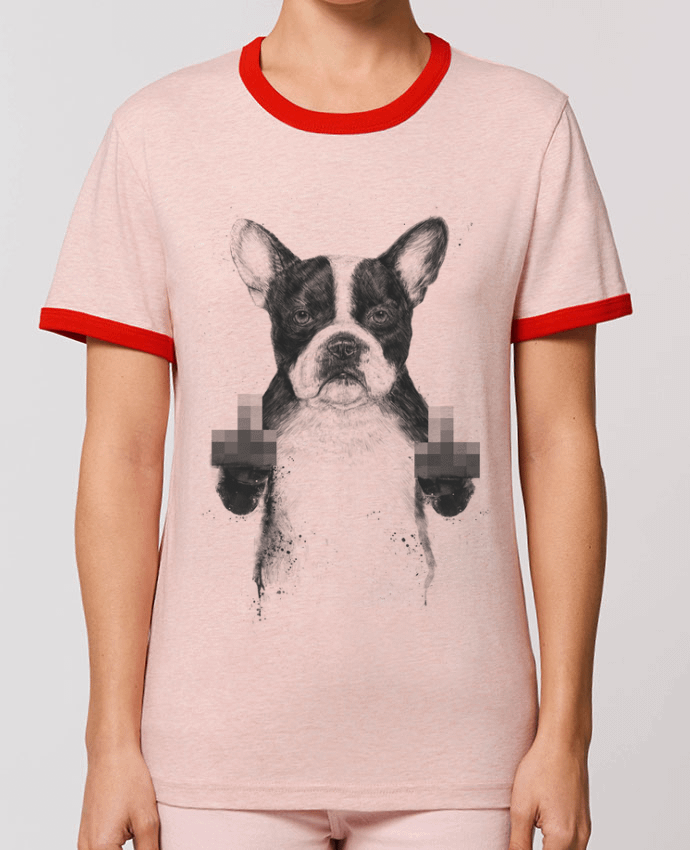 T-Shirt Contrasté Unisexe Stanley RINGER Censored dog by Balàzs Solti