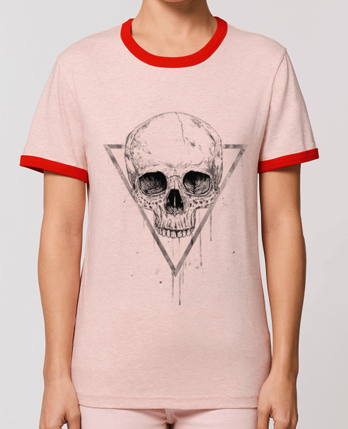 T-Shirt Contrasté Unisexe Stanley RINGER Skull in a triangle (bw) by Balàzs Solti