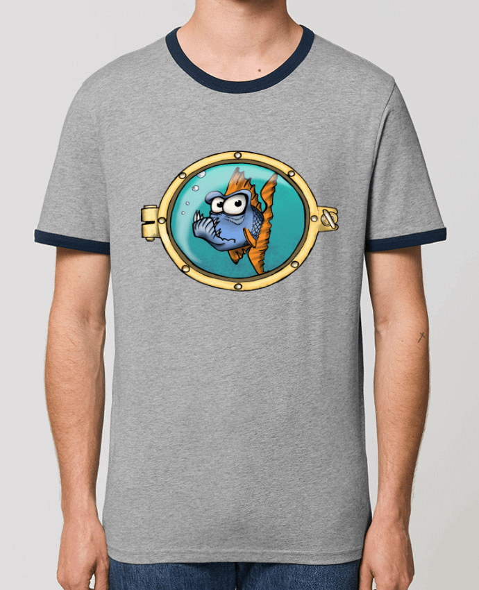 Unisex ringer t-shirt Ringer piranha hublot by Gaetan allain