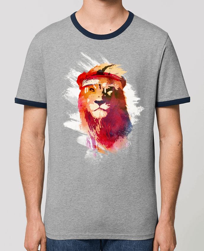 Unisex ringer t-shirt Ringer Gym lion by robertfarkas