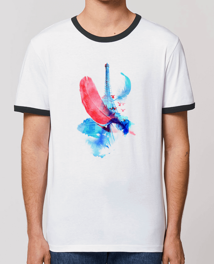 Unisex ringer t-shirt Ringer Pigeons of Paris by robertfarkas