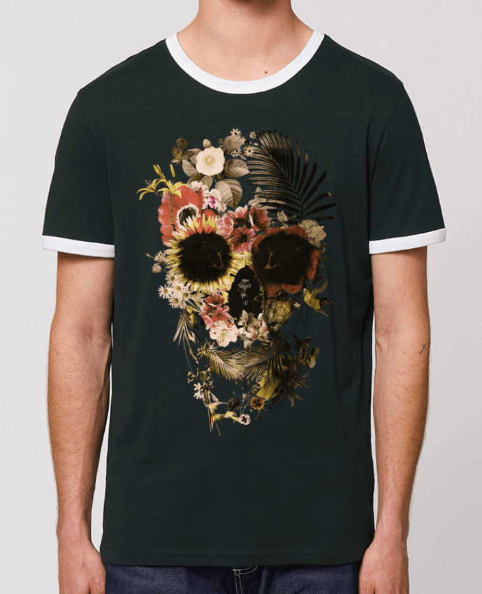 Unisex ringer t-shirt Ringer Garden Skull by ali_gulec