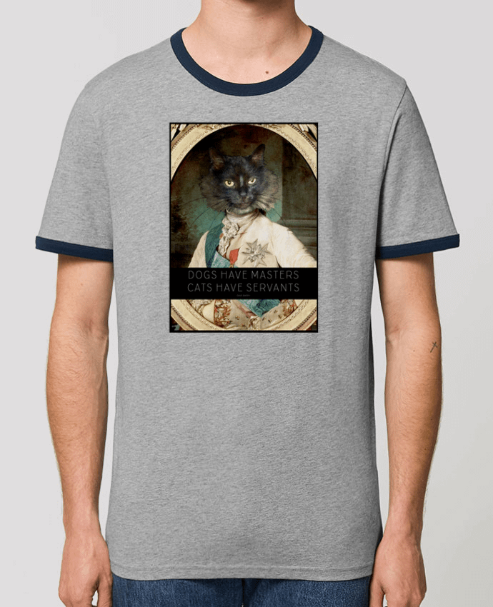 Unisex ringer t-shirt Ringer King Cat by Tchernobayle