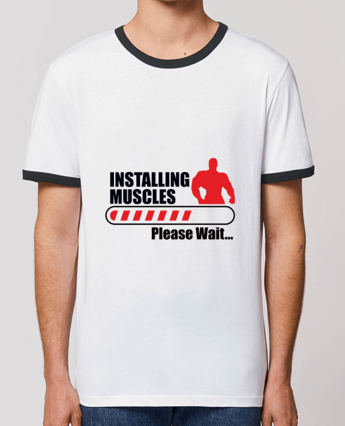 Unisex ringer t-shirt Ringer Intalling muscles - Muscles en cours d'installation by Benichan