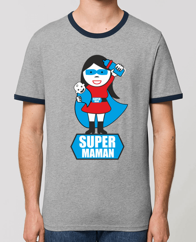 Unisex ringer t-shirt Ringer Super maman by Benichan