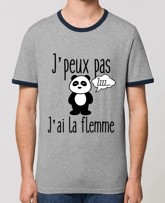 Unisex ringer t-shirt Ringer J'peux pas j'ai la flemme by Benichan