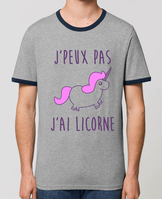 Unisex ringer t-shirt Ringer J'peux pas j'ai licorne by Benichan