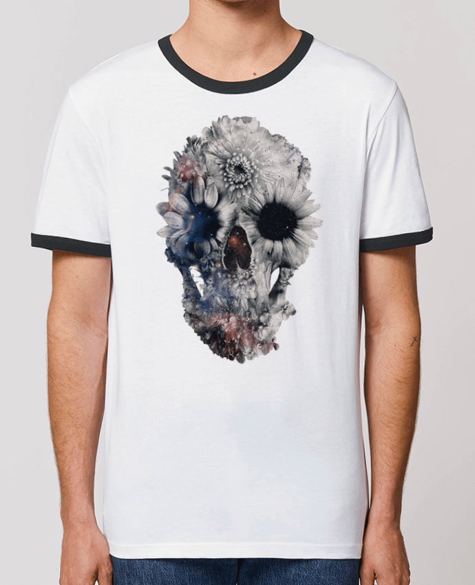 Unisex ringer t-shirt Ringer Floral skull 2 by ali_gulec