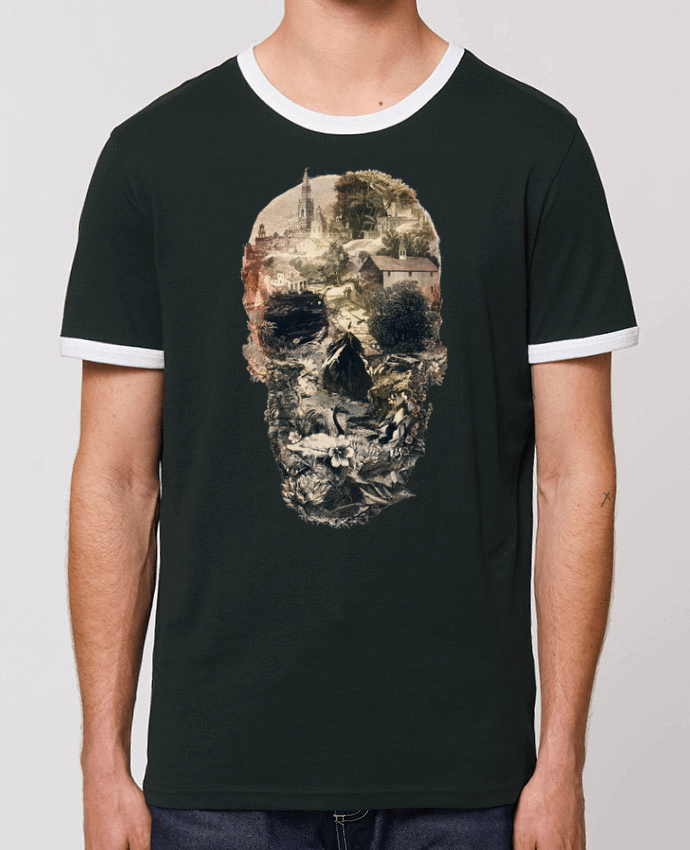 Unisex ringer t-shirt Ringer Skull town by ali_gulec