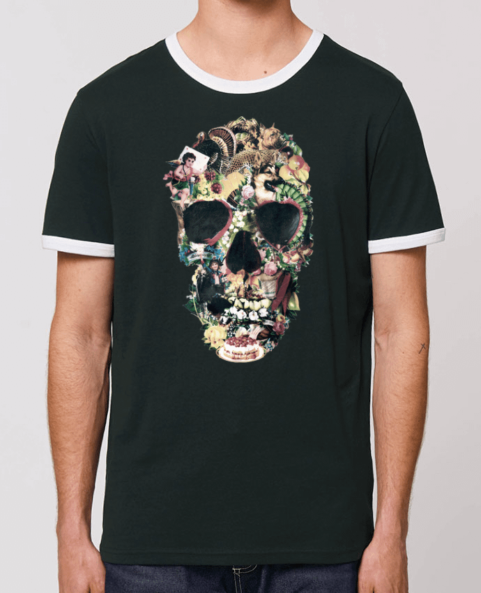 Unisex ringer t-shirt Ringer Vintage Skull by ali_gulec