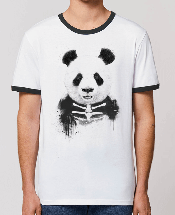 CAMISETA BORDES EN CONTRASTE UNISEX Stanley RINGER Zombie Panda por Balàzs Solti
