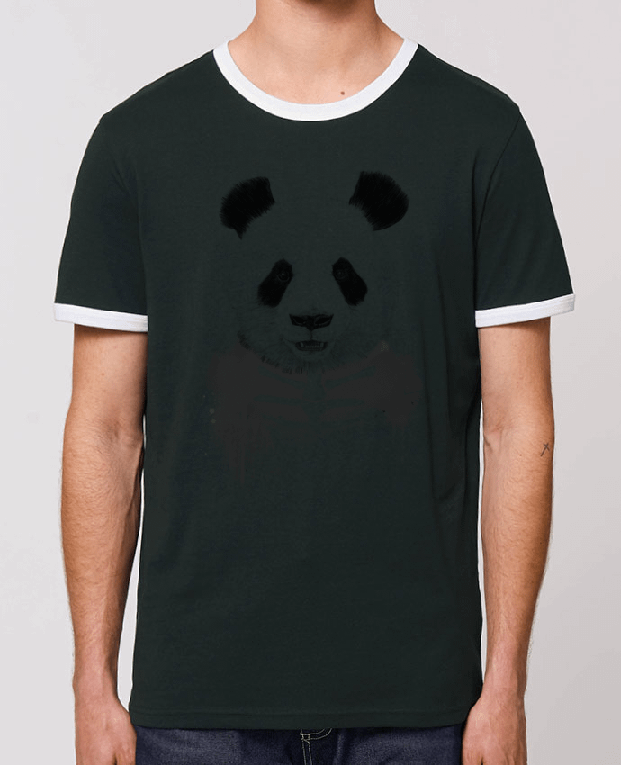 Unisex ringer t-shirt Ringer Zombie Panda by Balàzs Solti