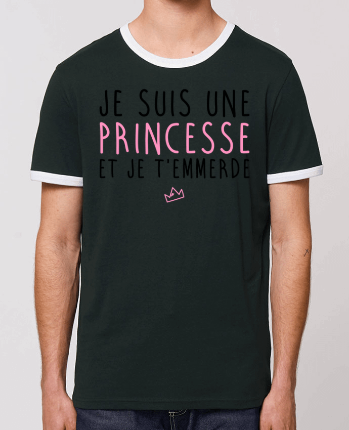 Unisex ringer t-shirt Ringer Je suis une princesse et je t'emmerde by La boutique de Laura