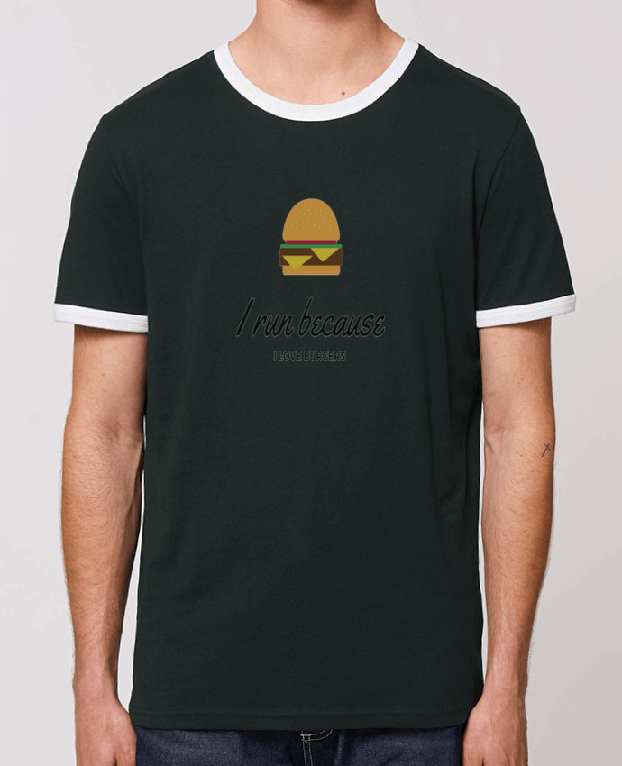 T-Shirt Contrasté Unisexe Stanley RINGER I run because I love burgers by Dream & Inspire