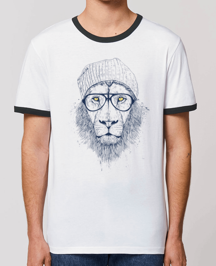 Unisex ringer t-shirt Ringer Cool Lion by Balàzs Solti